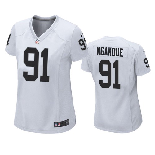 Women's Las Vegas Raiders #91 Yannick Ngakoue White Game Jersey 