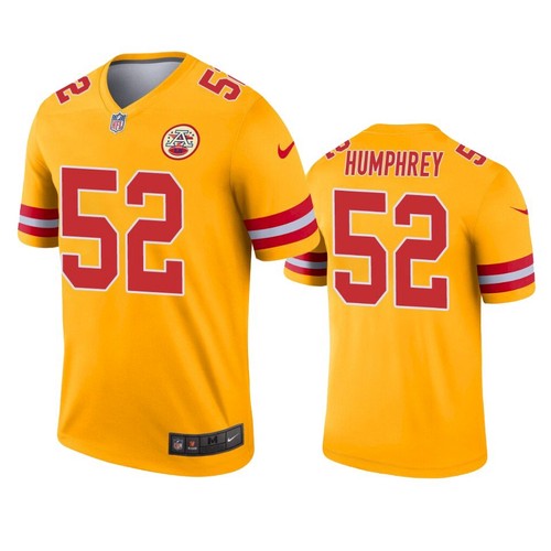 Men Kansas City Chiefs #52 Creed Humphrey Gold Inverted Legend Jersey