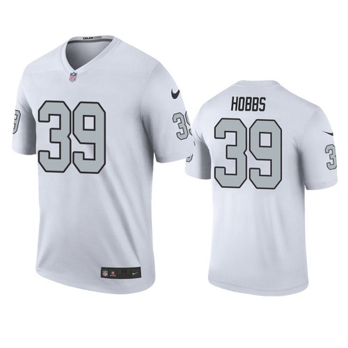 Men's Las Vegas Raiders #39 Nate Hobbs White Color Rush Legend Jersey