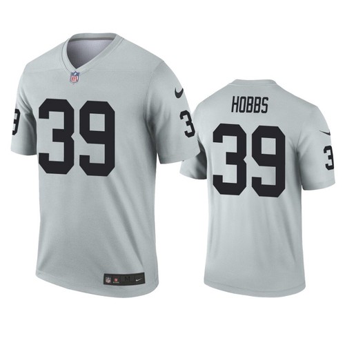 Men's Las Vegas Raiders #39 Nate Hobbs Silver Inverted Legend Jersey