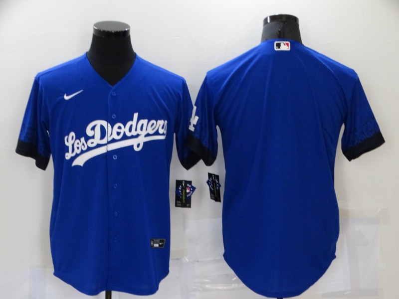 Men's Los Angeles Dodgers Blank Blue 2021 City Connect Cool Base Stitched Jersey