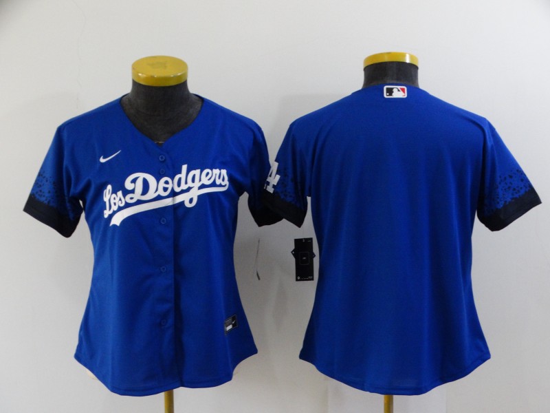 Women's Los Angeles Dodgers Blank Blue 2021 City Connect Cool Base Stitched Jersey