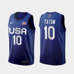 Men's USA Team Jayson Tatum Away Blue 2021 Tokyo Olympics Jersey