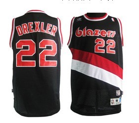 Biggest Portland Trail Blazers #22 Clyde Drexler Black Swingman Throwback Jersey