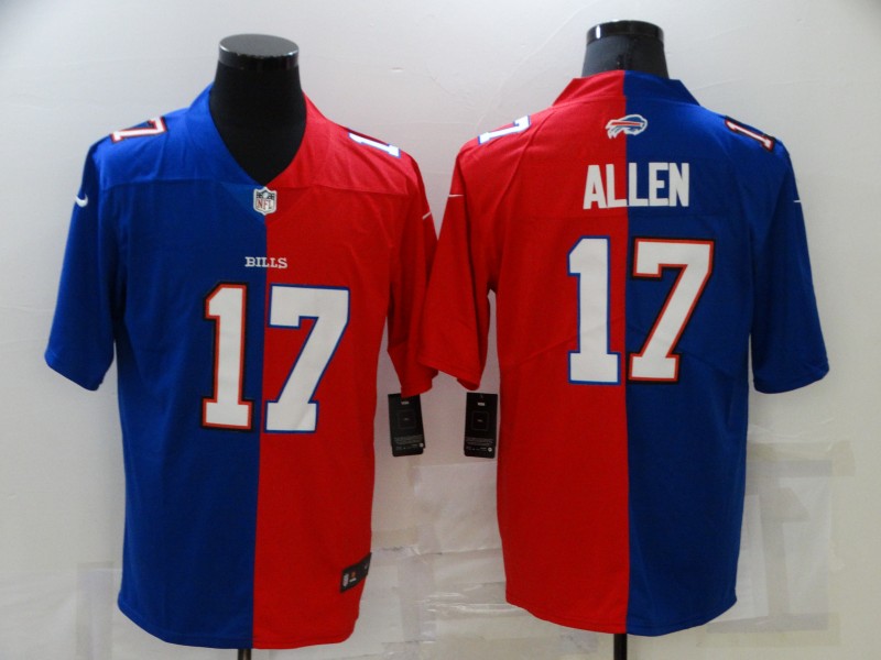 Men's Buffalo Bills #17 Josh Allen Blue Red Two Tone 2021 Vapor Untouchable Stitched NFL Nike Limited Jersey