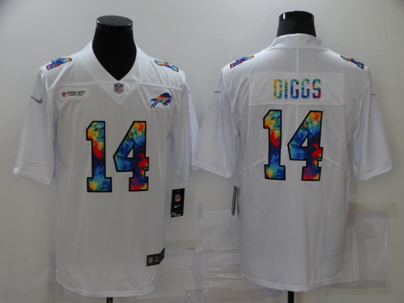 Men's Buffalo Bills #14 Stefon Diggs Multi Color White 2020 NFL Crucial Catch Vapor Untouchable Nike Limited Jersey