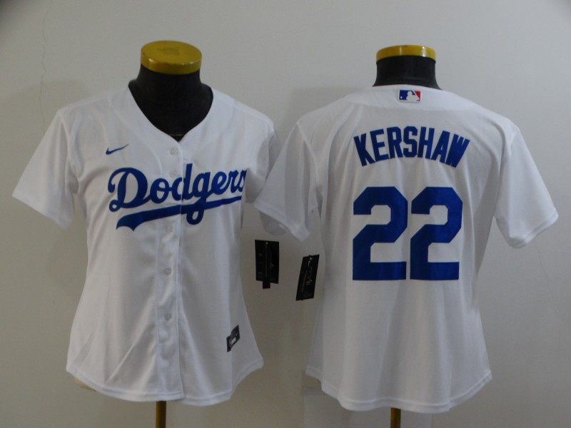 Women's Los Angeles Dodgers #22 Clayton Kershaw White Stitched MLB Cool Base Nike Jersey