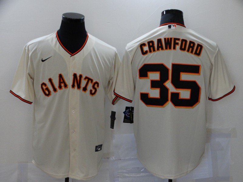 Men's San Francisco Giants #35 Brandon Crawford Cream Stitched MLB Cool Base Nike Jersey