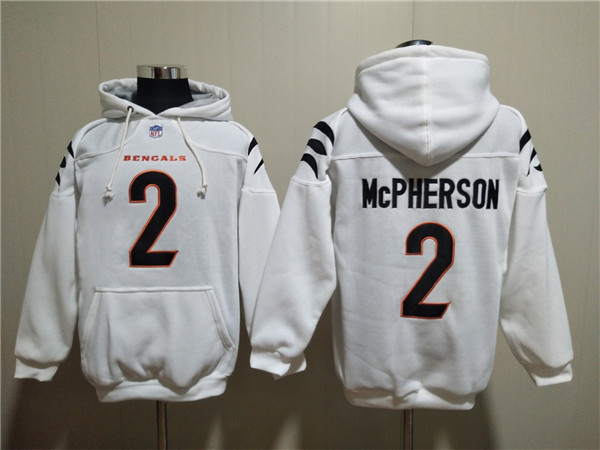 Men's Cincinnati Bengals #2 Evan McPherson White Pullover Hoodie