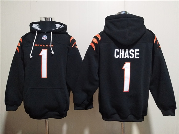 Men's Cincinnati Bengals #1 Ja'Marr Chase Black Pullover Hoodie