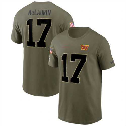 Men's Washington Commanders #17 Terry McLaurin 2022 Olive Salute to Service T-Shirt