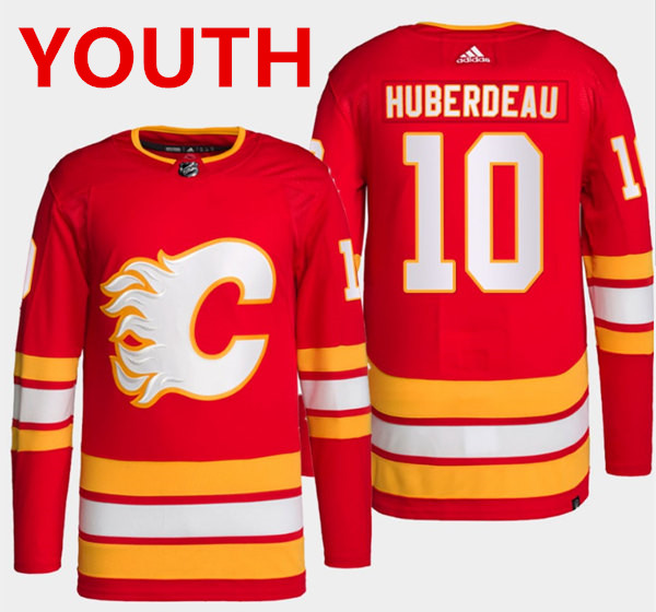 Youth Calgary Flames #10 Jonathan Huberdeau Red Stitched Jersey