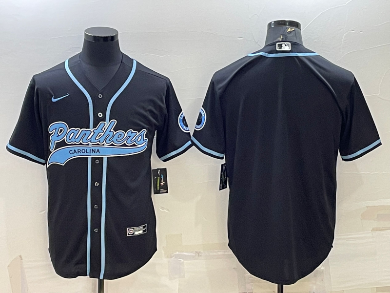 Men's Carolina Panthers Blank Black With Patch Cool Base Stitched Baseball Jersey