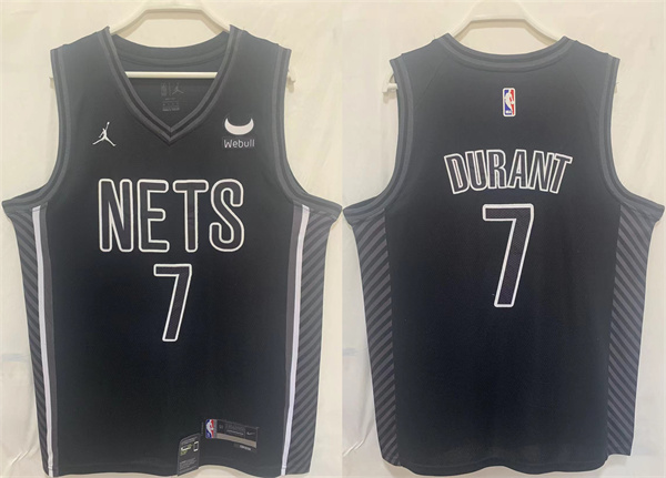 Men's Brooklyn Nets #7 Kevin Durant Black Stitched Basketball Jersey