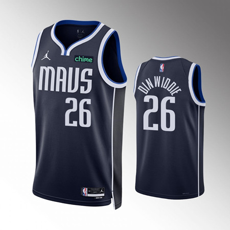 Men's Dallas Mavericks #26 Spencer Dinwiddie Navy Statement Edition Stitched Basketball Jersey