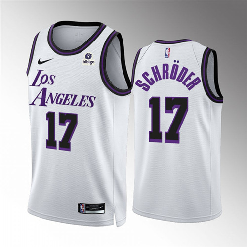 Men's Los Angeles Lakers #17 Dennis Schroder White City Edition Stitched Basketball Jersey