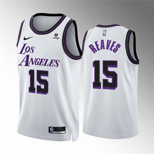 Men's Los Angeles Lakers #15 Austin Reaves White City Edition Stitched Basketball Jersey