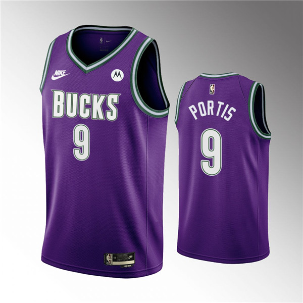 Men's Milwaukee Bucks #9 Bobby Portis 2022-23 Purple Classic Edition Swingman Stitched Basketball Jersey