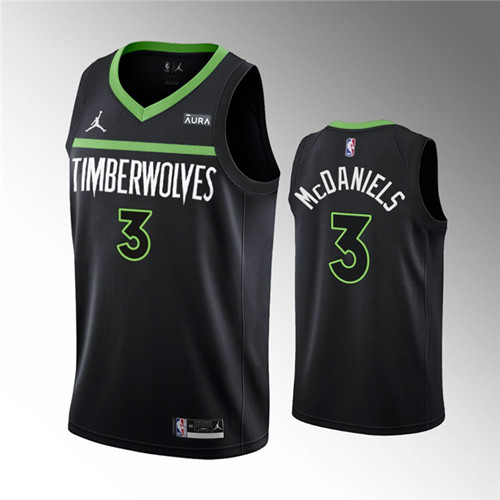 Men's Minnesota Timberwolves #3 Jaden McDaniels Black Statement Edition Stitched Jersey