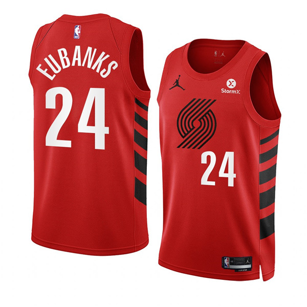 Men's Portland Trail Blazers #24 Drew Eubanks 2022-23 Red Statement Edition Swingman Stitched Basketball Jersey