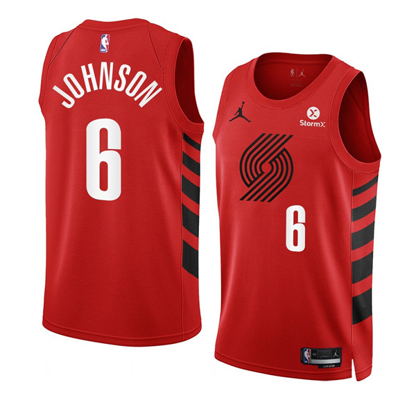 Men's Portland Trail Blazers #6 Keon Johnson 2022-23 Red Statement Edition Swingman Stitched Basketball Jersey