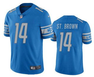 Men's Detroit Lions #14 Amon Ra St Brown Blue Vapor Untouchable Limited Stitched Jersey