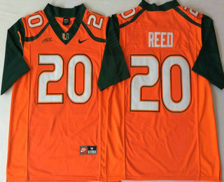 Men's Miami Hurricanes #20 Ed Reed Orange Stitched NCAA Nike College Football Jersey