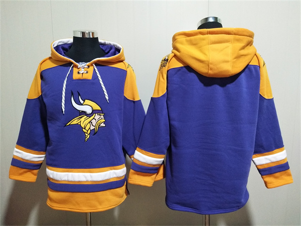 Men's Minnesota Vikings Blank Purple Yellow Ageless Must-Have Lace-Up Pullover Hoodie