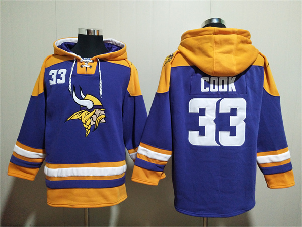 Men's Minnesota Vikings #33 Dalvin Cook Purple Yellow Ageless Must-Have Lace-Up Pullover Hoodie