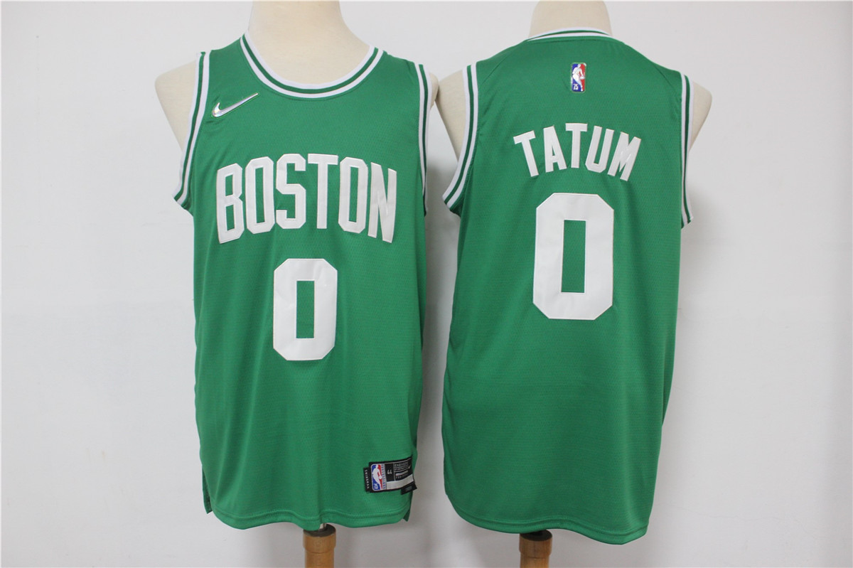 Men's Boston Celtics #0 Jayson Tatum Green 75th Anniversary Diamond 2021 Stitched Jersey