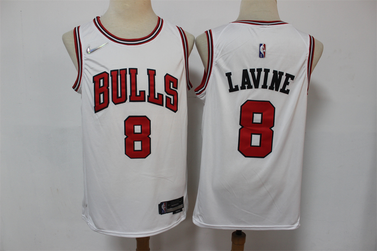 Men's Chicago Bulls #8 Zach LaVine White Nike 75th Anniversary Diamond 2021 Stitched Jersey