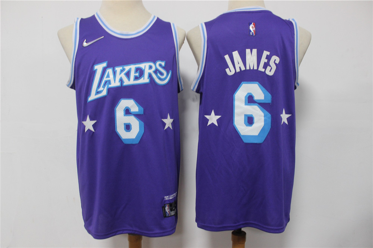 Men's Los Angeles Lakers #6 LeBron James Purple Nike Diamond 2022 City Edition Swingman Stitched Jersey