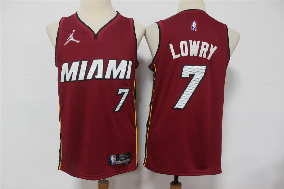 Men's Miami Heat #7 Kyle Lowry Red Jordan 75th Anniversary Diamond 2021 Stitched Jersey