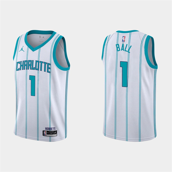 Men's Charlotte Hornets #1 LaMelo Ball 2022-23 White Association Edition Stitched Basketball Jersey