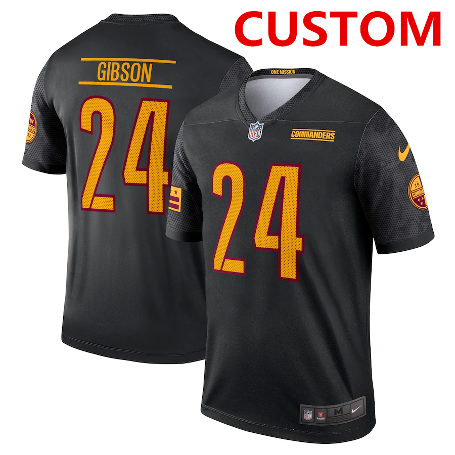 Men's Washington Commanders Custom Black Alternate Stitched Jersey