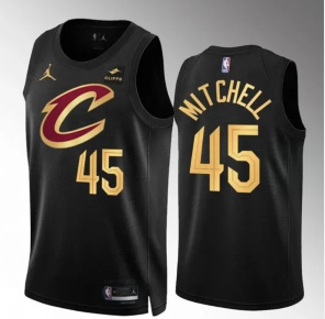 Men's Cleveland Cavaliers #45 Donovan Mitchell Black Statement Edition Stitched Jersey