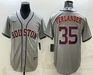 Men's Houston Astros #35 Justin Verlander Grey Stitched MLB Cool Base Nike Jersey