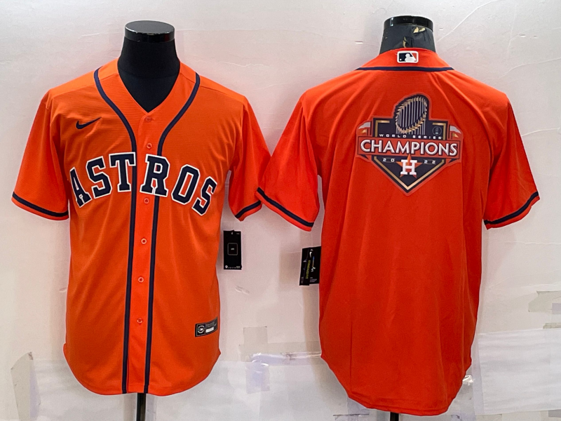 Men's Houston Astros Orange Champions Big Logo Stitched MLB Cool Base Nike Jersey