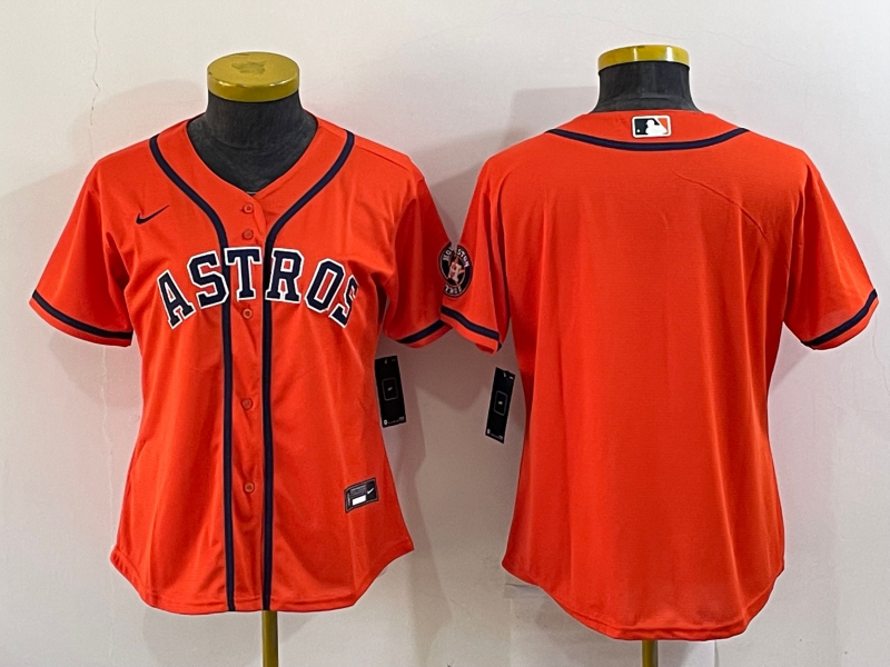 Women's Houston Astros Blank Orange With Patch Stitched MLB Cool Base Nike Jersey