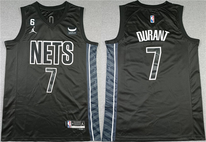 Men's Brooklyn Nets #7 Kevin Durant Black2022-23 Statement Edition No.6 Patch Stitched Basketball Jersey