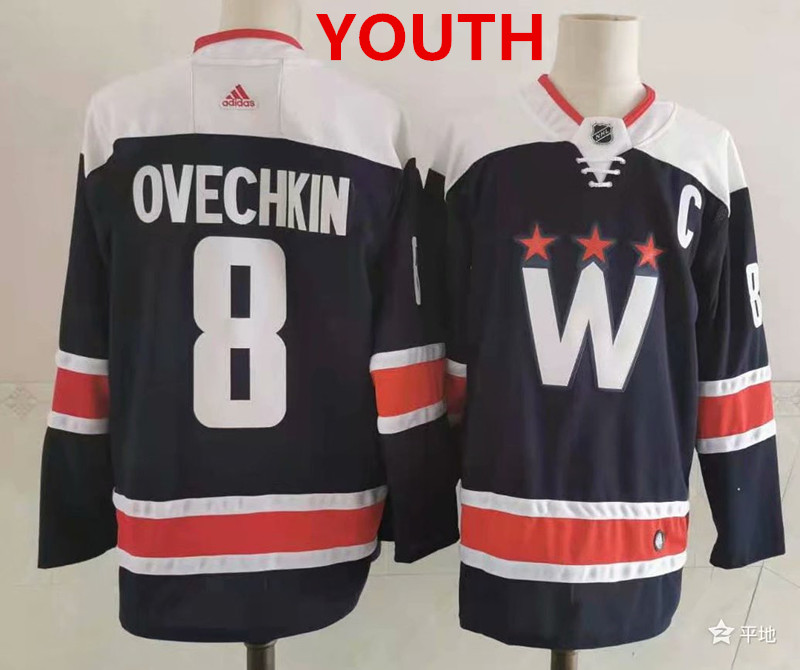 Youth Washington Capitals #8 Alex Ovechkin NEW Navy Blue Adidas Stitched NHL Jersey