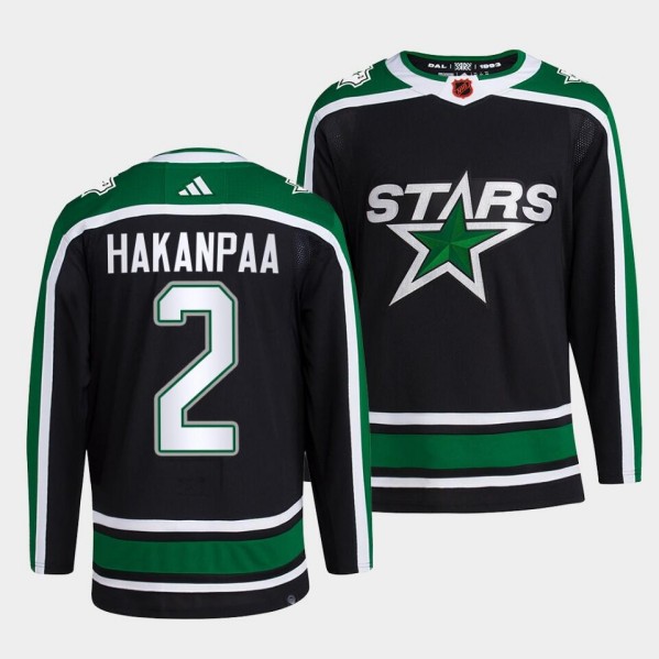 Men's Dallas Stars #2 Jani Hakanpaa 2022 Balck Reverse Retro 2.0 Stitched Jersey