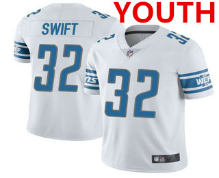 Youth Detroit Lions #32 DAndre Swift White Vapor Untouchable Limited Stitched NFL Jersey