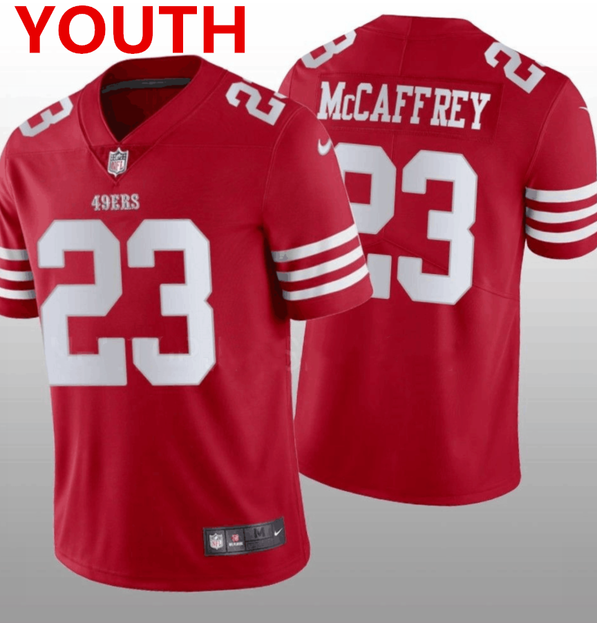 Youth San Francisco 49ers #23 Christian McCaffrey Red 2022 Vapor Untouchable Stitched Jersey