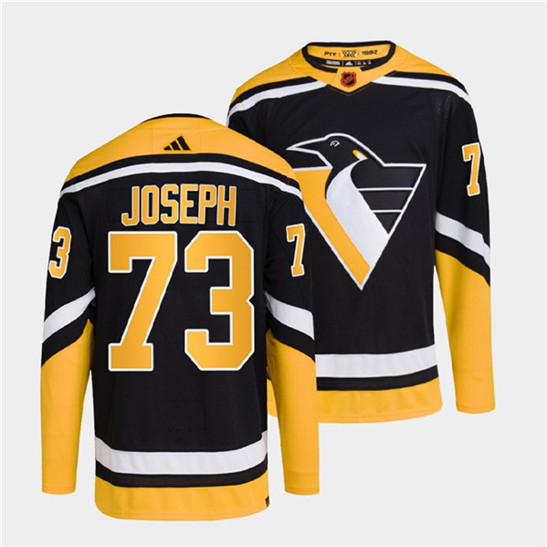 Men's Pittsburgh Penguins #73 Pierre-Olivier Joseph Black 2022 Reverse Retro Stitched Jersey