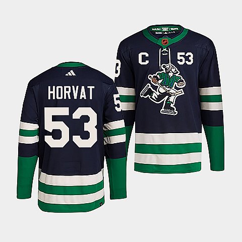 Men's Vancouver Canucks #53 Bo Horvat Navy 2022 Reverse Retro Stitched Jersey