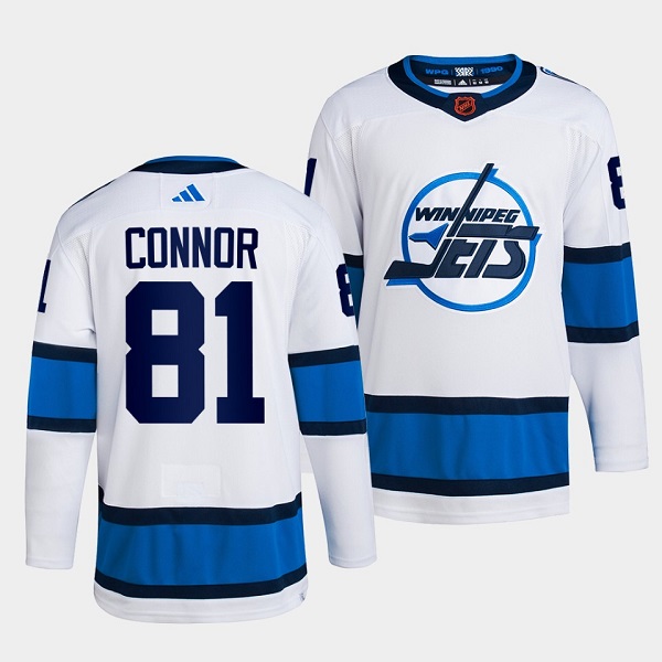 Men's Winnipeg Jets #81 Kyle Connor White 2022 Reverse Retro Stitched Jersey