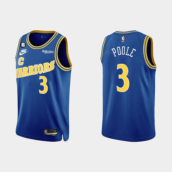 Men's Golden State Warriors #3 Jordan Poole 2022-23 Blue With No.6 Patch Stitched Basketball Jersey