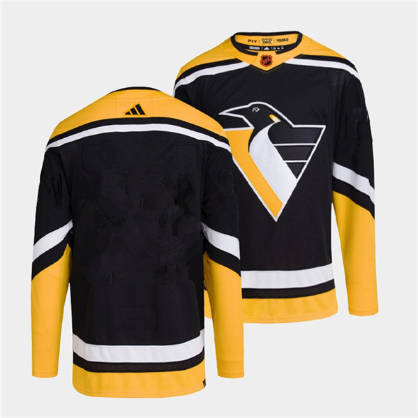 Men's Pittsburgh Penguins Blank Black 2022 Reverse Retro Stitched Jersey