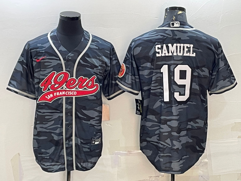 Men's San Francisco 49ers #19 Deebo Samuel Grey Camo With Patch Cool Base Stitched Baseball Jersey